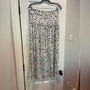 SIMLU Polka Dot Women's Skirt - Black and White